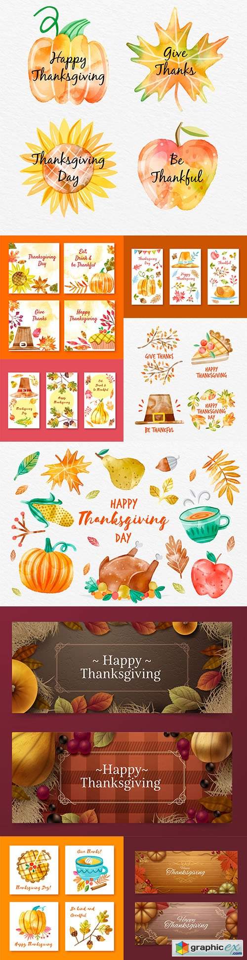  Thanksgiving collection of instagram watercolor design posts 