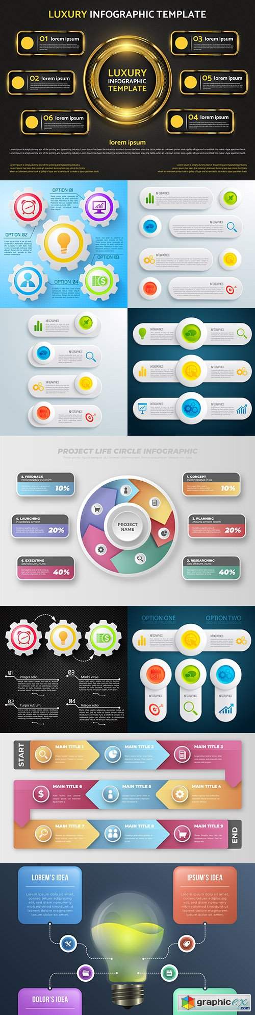 Business infographics options elements collection 155 