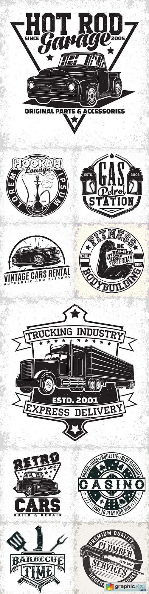  Vintage logo and emblem monochrome design 