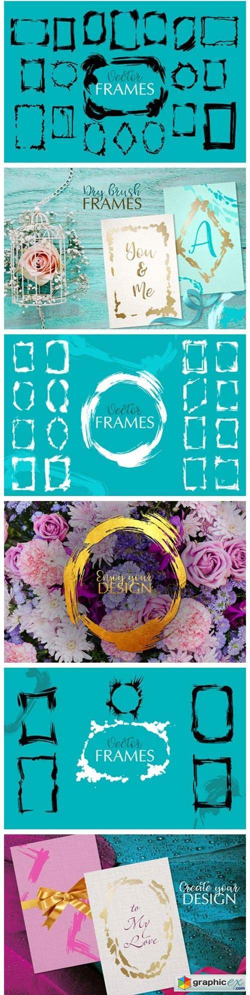 Dry Brush Frames Vector Collection Vector Set