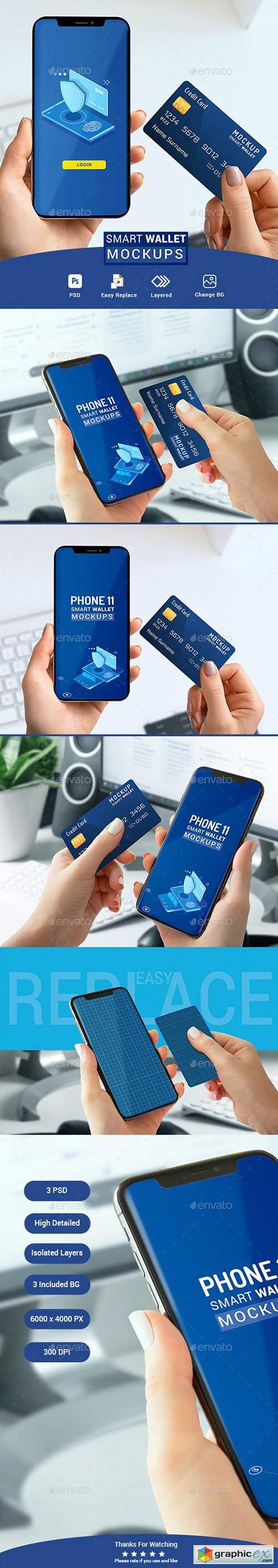 Phone 11 Smart wallet Mockups 
