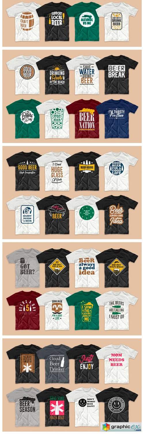  Beer Slogan T-shirt Designs Bundle 