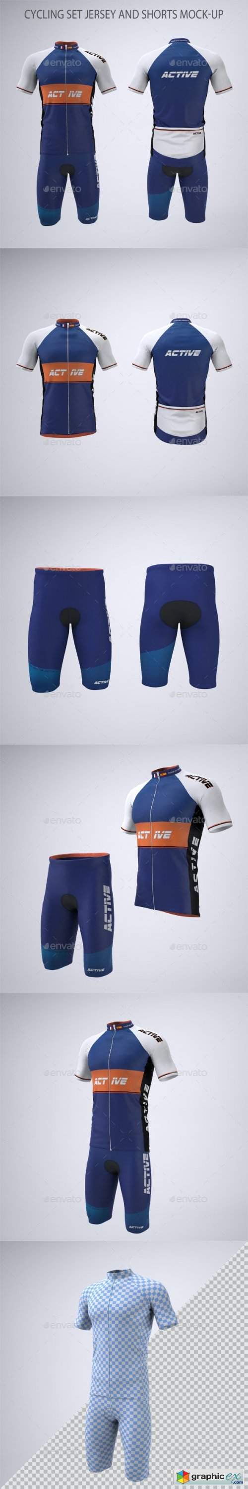 Download Cycling Set Jersey and Shorts Mock-up » Free Download Vector Stock Image Photoshop Icon