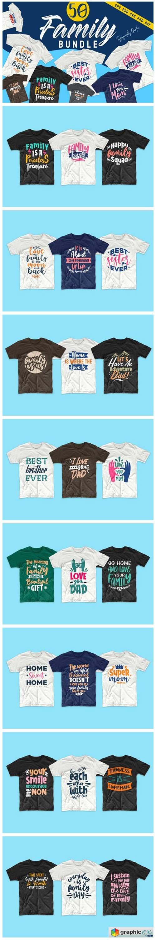  Family SVG Bundle Quotes T-Shirt Design 
