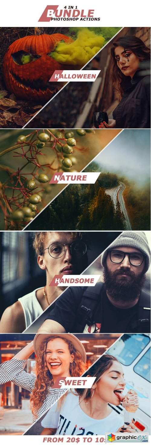 4 IN 1 Photoshop Actions October Bundle 1