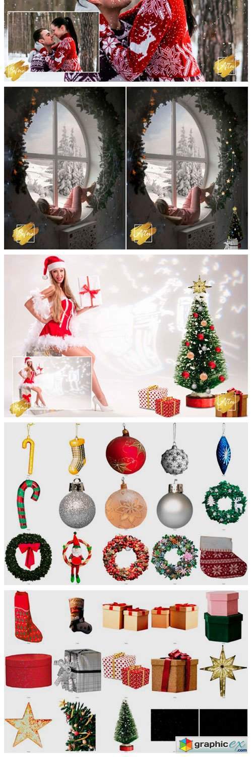 30 Happy Christmas Photoshop Overlays
