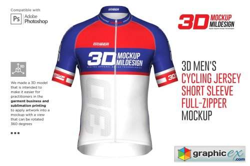 Download 3d Men S Cycling Jersey Fullzip Ss Free Download Vector Stock Image Photoshop Icon