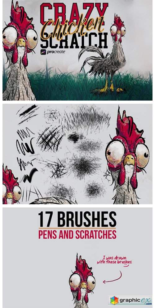  Crazy Chicken Scratch Procreate Brushes 