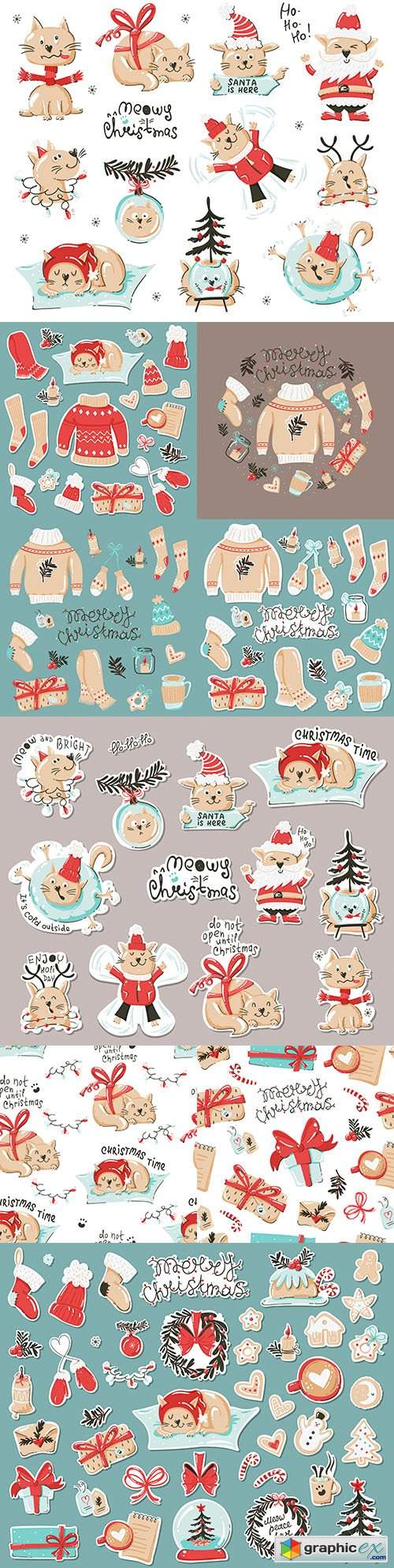  Fun animal label set with Christmas elements design 