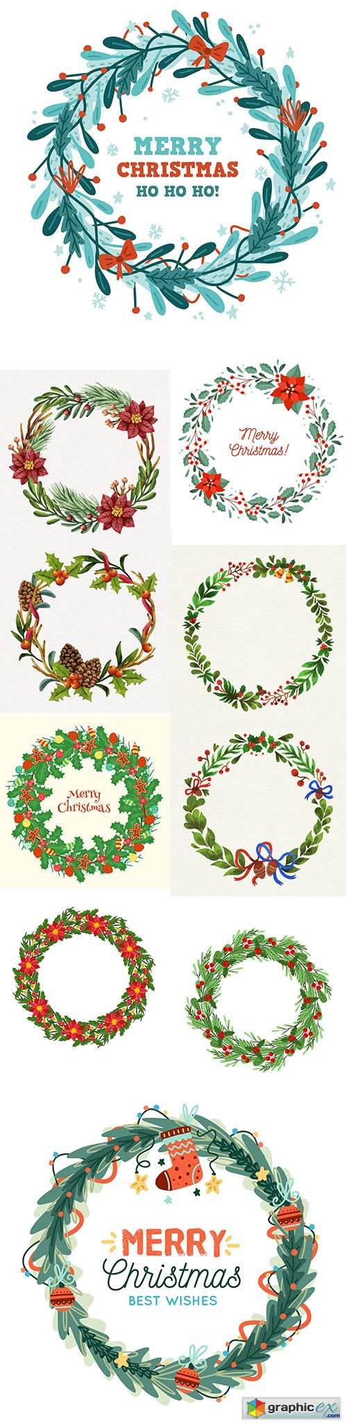  Watercolor christmas wreath 