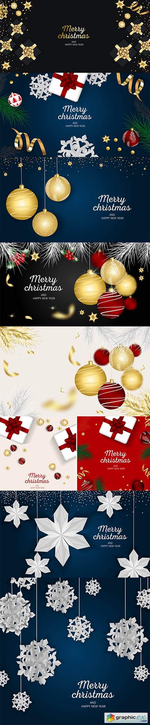  Merry christmas and happy new year greeting with festive christmas balls 