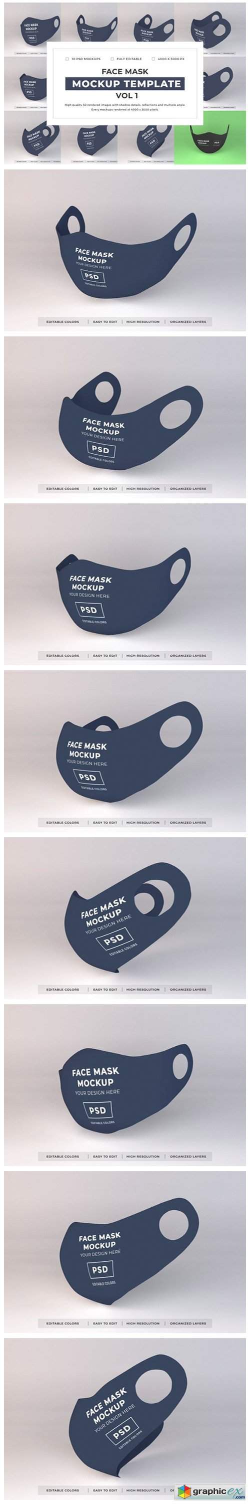 Download Face Mask Mockup Template Bundle Vol 1 » Free Download Vector Stock Image Photoshop Icon