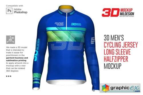 3D Men's Cycling Jersey Half-zip LS » Free Download Vector ...
