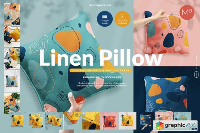 Linen Pillow 15x Mock ups Set 