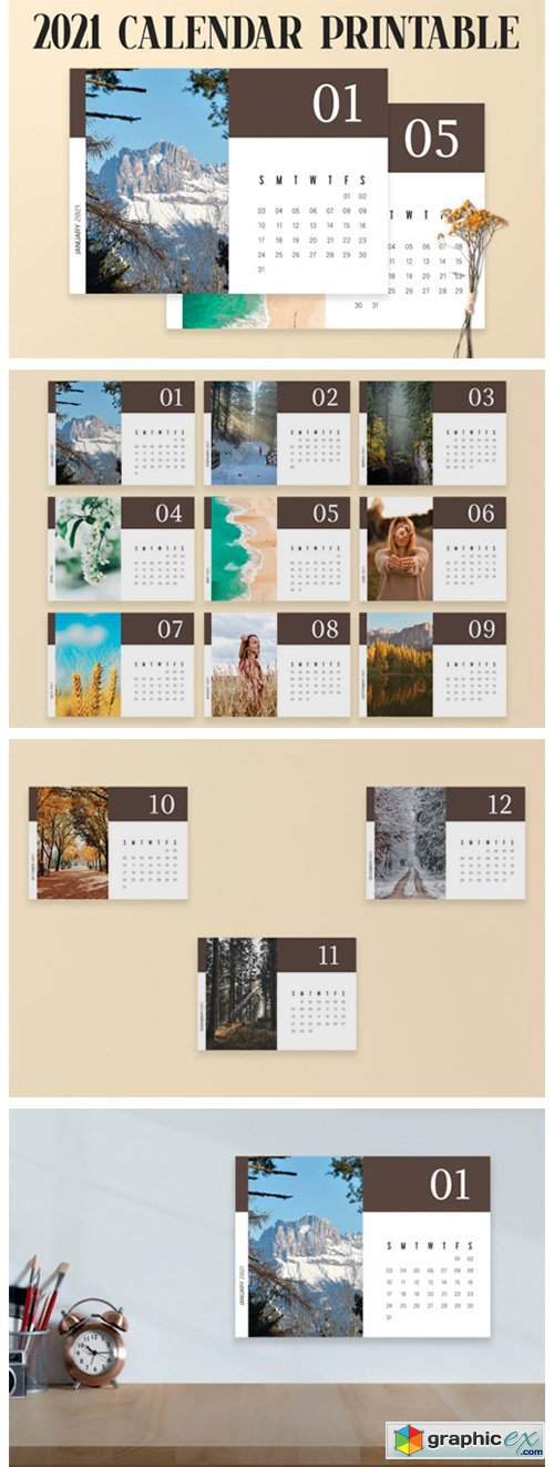 Modern Calendar 2021 Printable Template