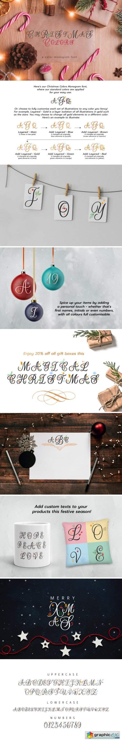 Christmas Colors Monogram Font