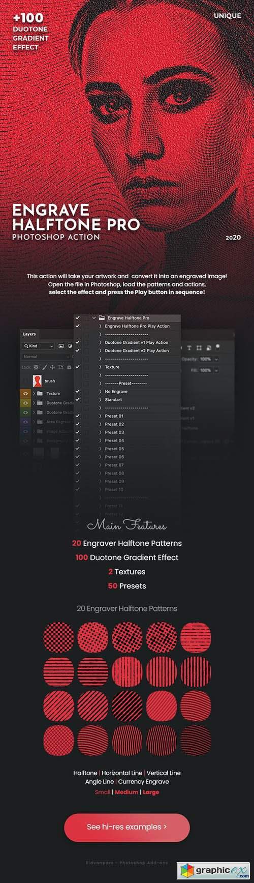 Engrave Halftone Pro Photoshop Action