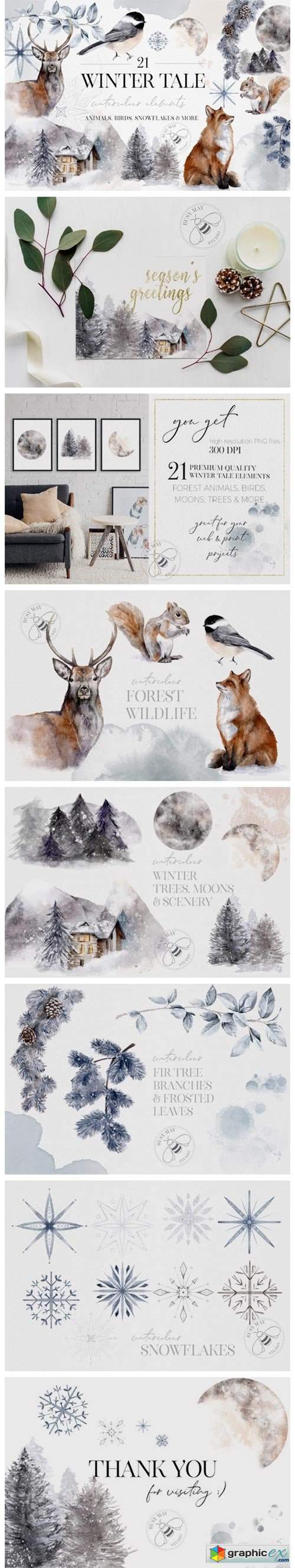 Winter Illustrations Clip Art Watercolor
