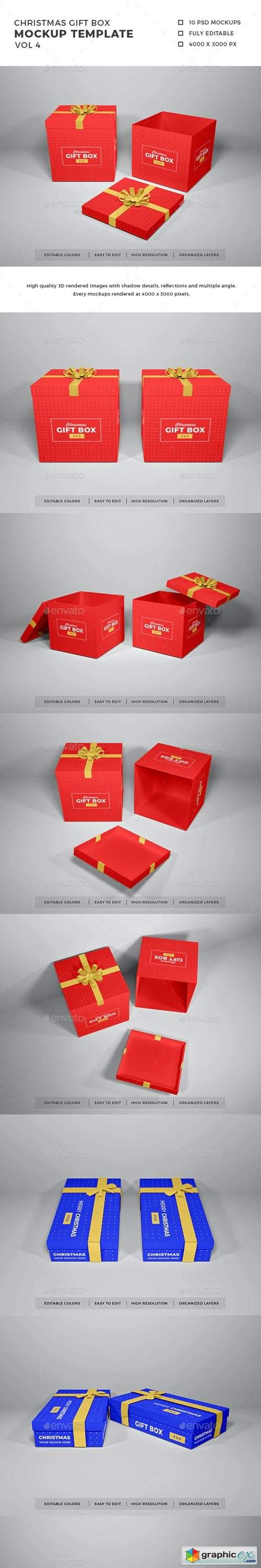 Christmas Gift Box Mockup Vol 4 