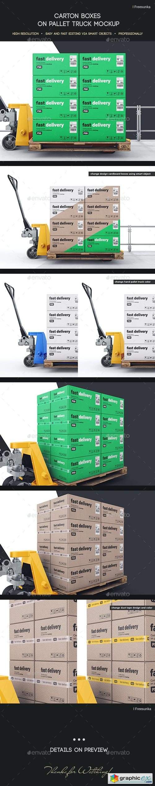 Download Carton Boxes On Pallet Truck Mockup Free Download Vector Stock Image Photoshop Icon