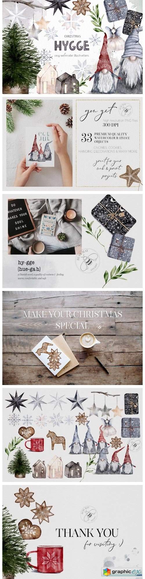 Download Hygge Christmas Watercolor Illustrations Free Download Vector Stock Image Photoshop Icon