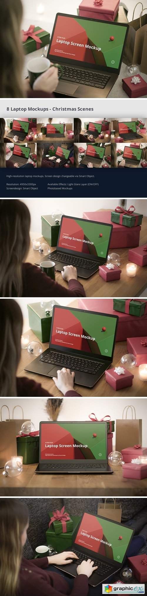 Laptop Mockup Christmas Scenes