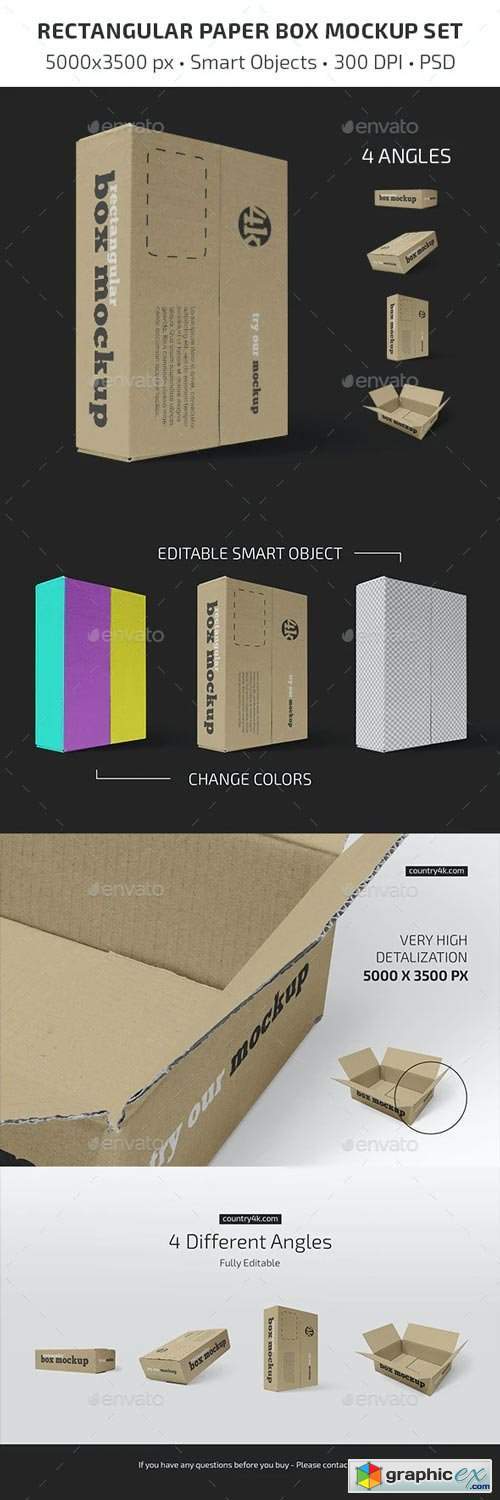 Rectangular Paper Box Mockup Set - 29465549