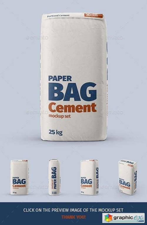 Paper Cement Bag Mockup Set » Free Download Vector Stock Image