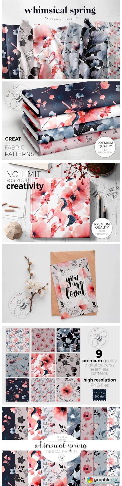  Whimsical Floral Digital Paper Pack 