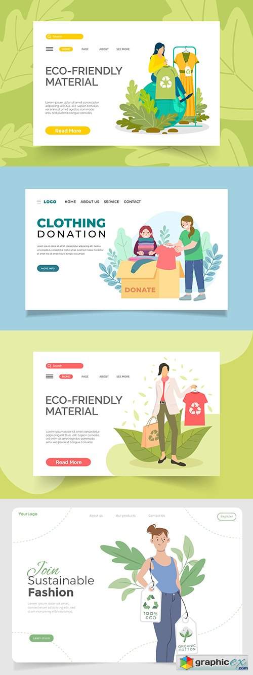  Painted fashion eco template and dress donation landing page 