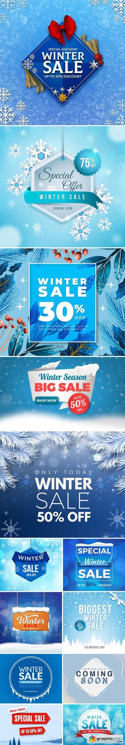  13 Winter Sales Templates Collection in Vector 