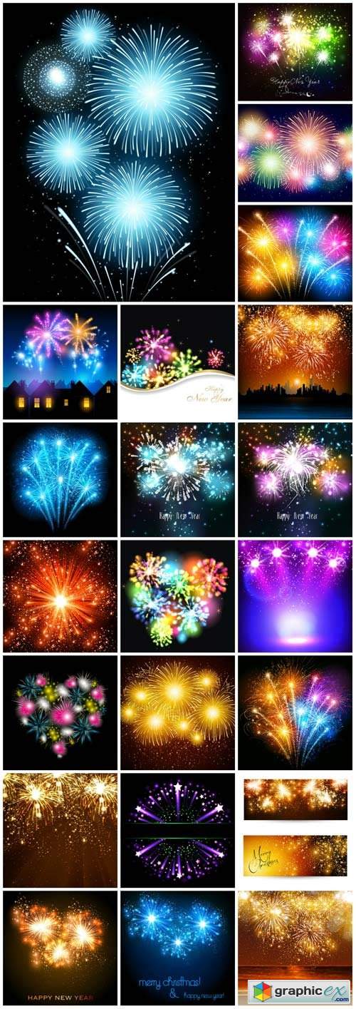  Multicolored fireworks vector backgrounds 