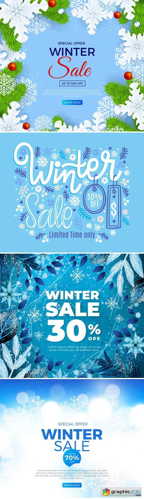  14 Winter Sales Backgrounds With Special Offers Vector Collection 