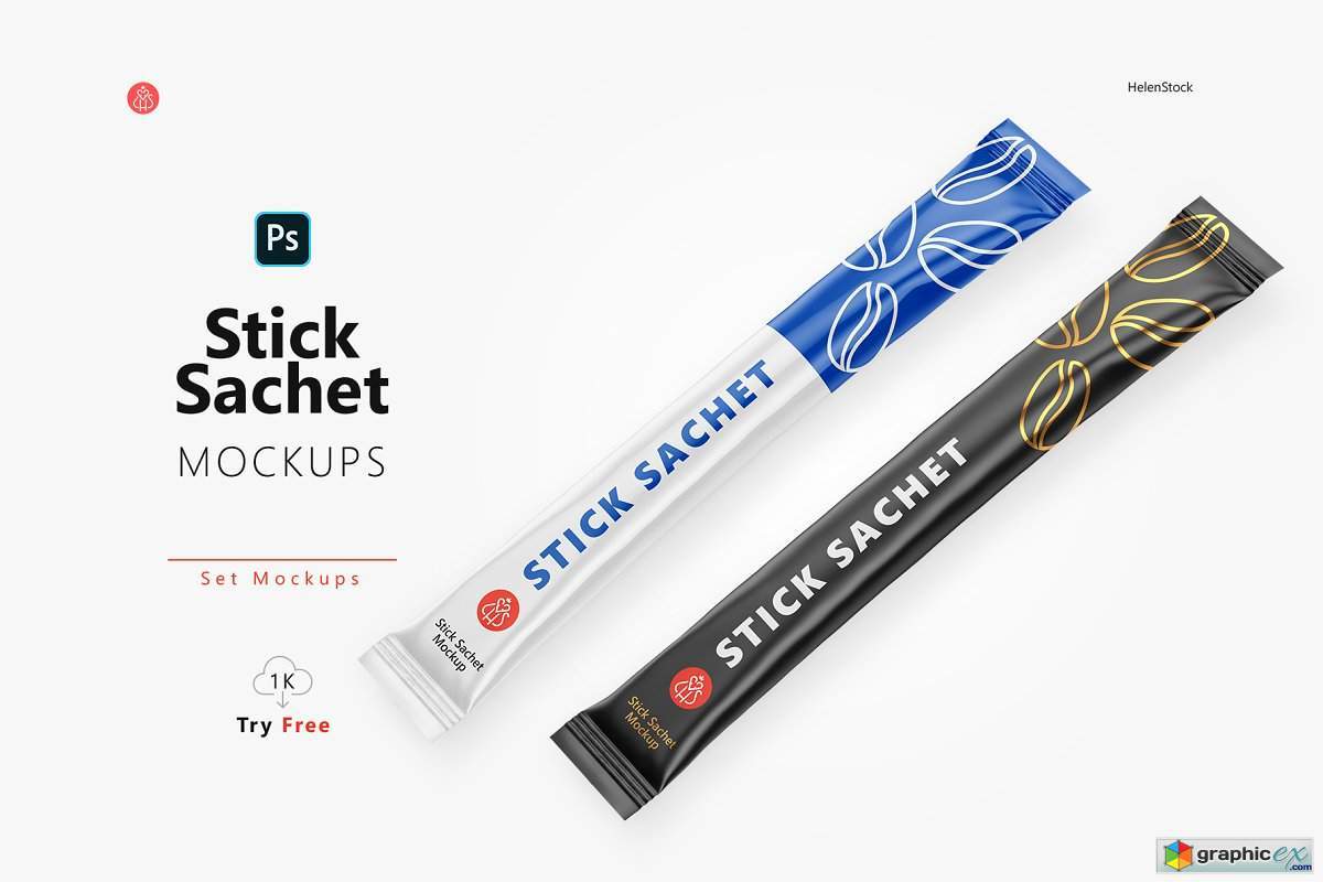 Download Stick Sachet Mockup - Half side View » Free Download Vector Stock Image Photoshop Icon