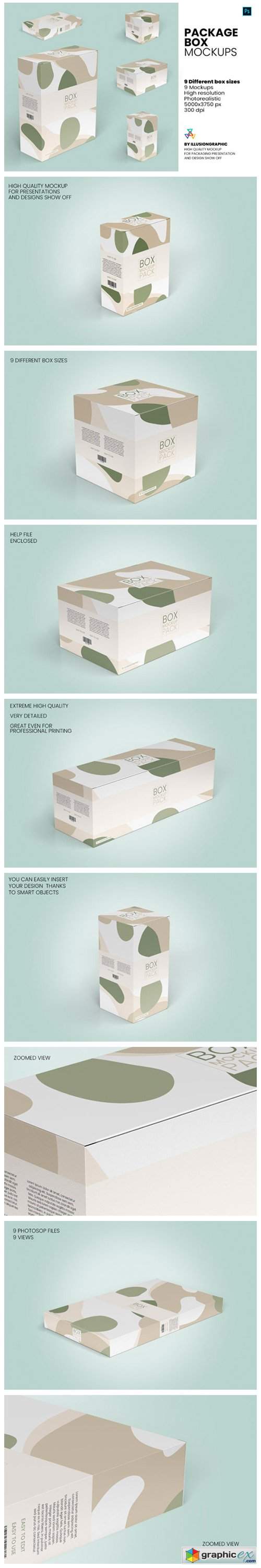  Package Box Mockups - 9 Box Sizes 