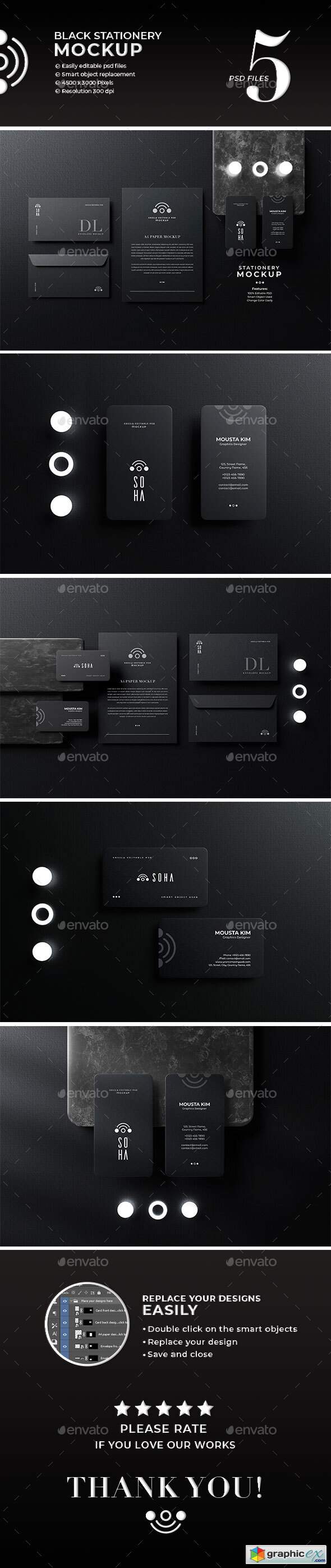 Download Black Stationery Mockup » Free Download Vector Stock Image Photoshop Icon