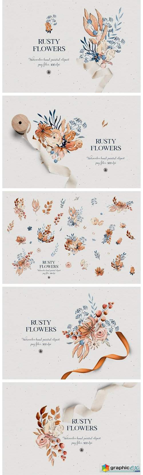  Rusty Flowers - Watercolor Set 
