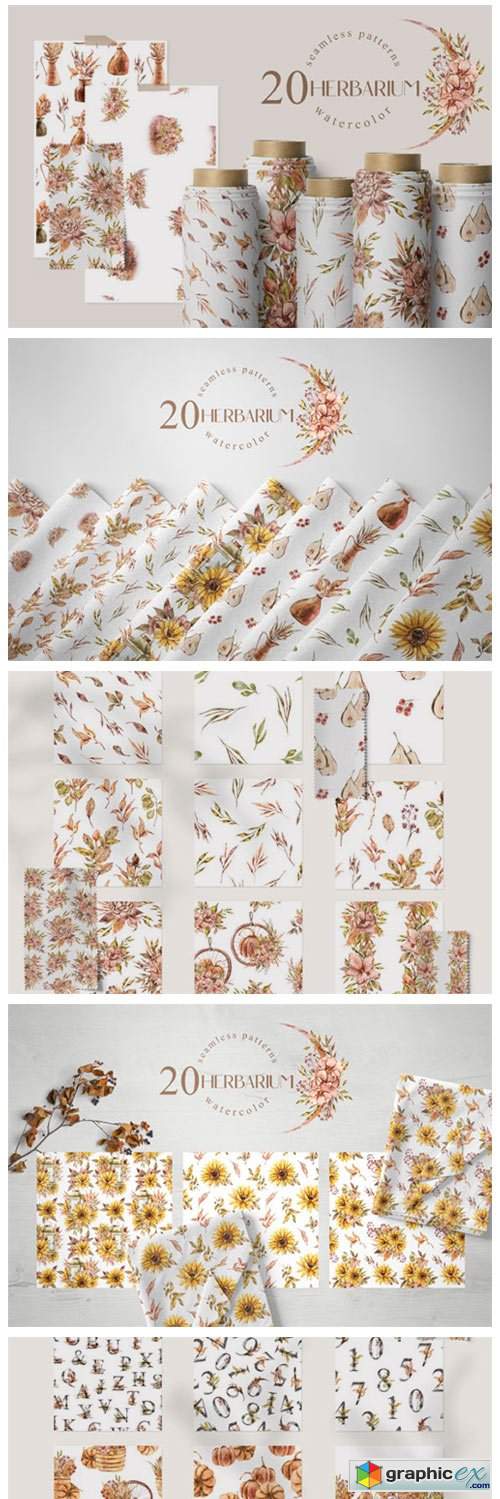  Watercolor Floral Seamless Patterns 