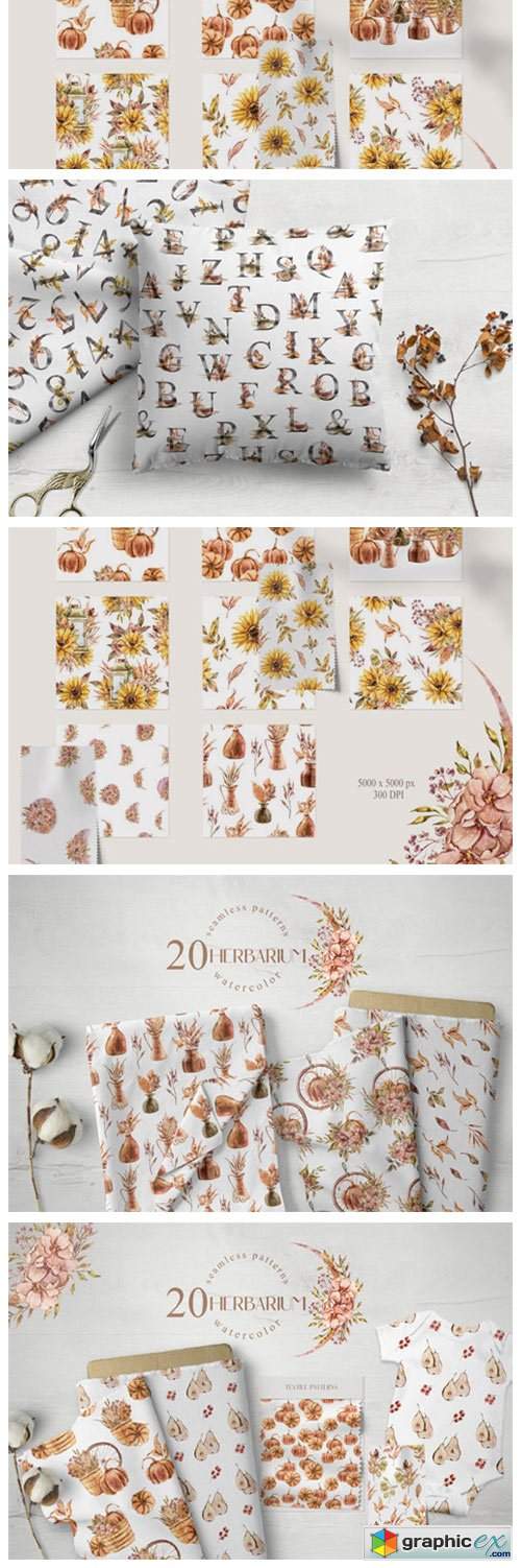  Watercolor Floral Seamless Patterns 