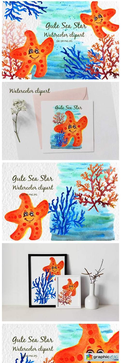 Corals Clip Art for Kids Watercolor Sea