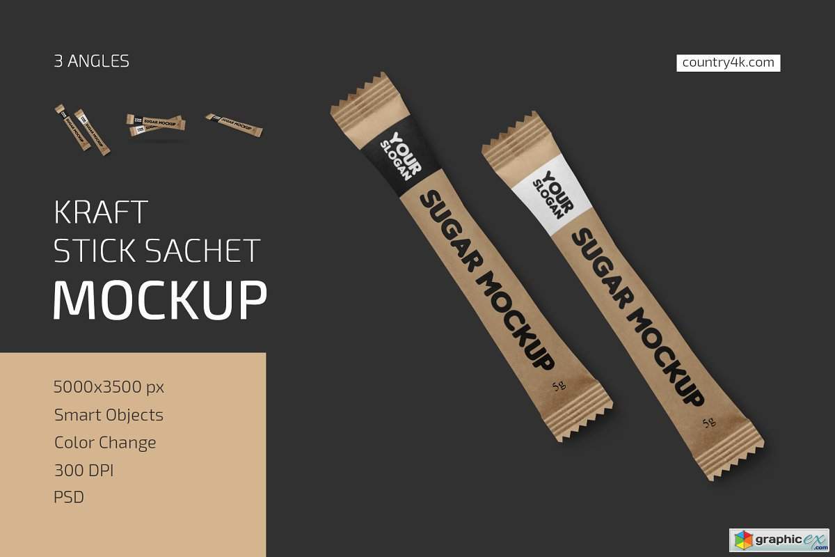 Download Kraft Stick Sachet Mockup Set » Free Download Vector Stock Image Photoshop Icon