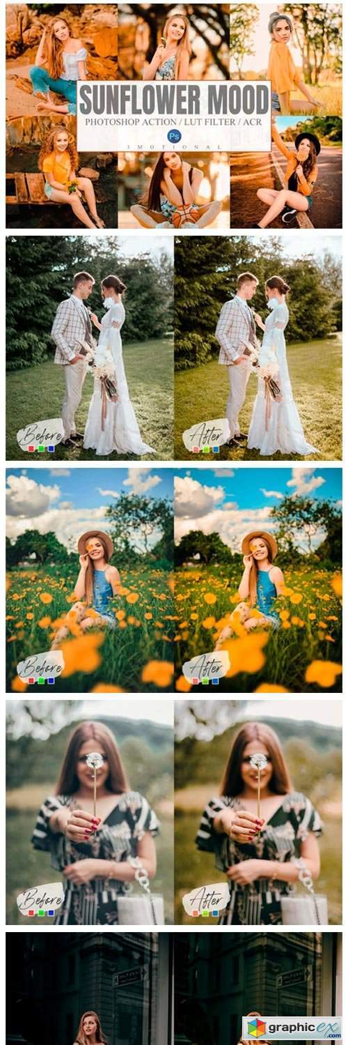 Sunflower Mood Photoshop Actions, LUT