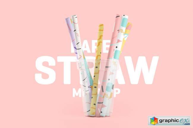  Paper Straw 3D Mockup 