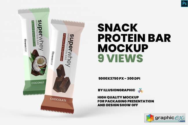 Snack / Protein Bar Mockup - 9 Views 