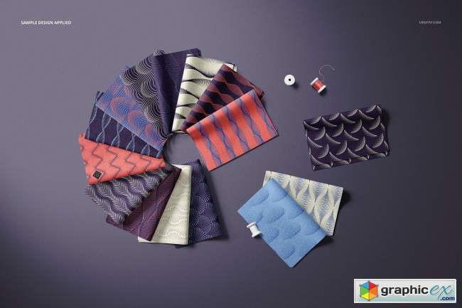 Folded Fabric Swatches Mockup Set