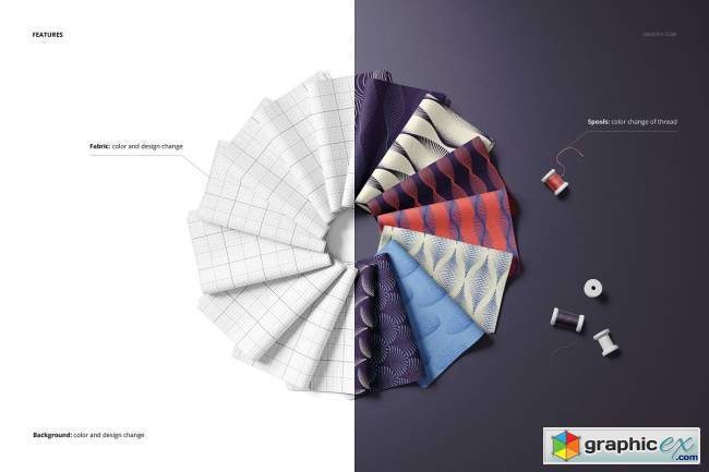 Folded Fabric Swatches Mockup Set