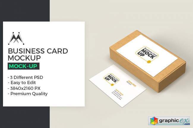 Business Card with Box Mockup 5717484
