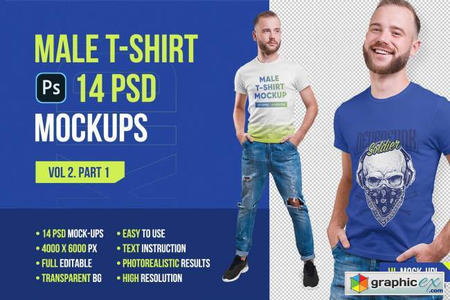Male T-Shirt PSD Mockups Vol2 