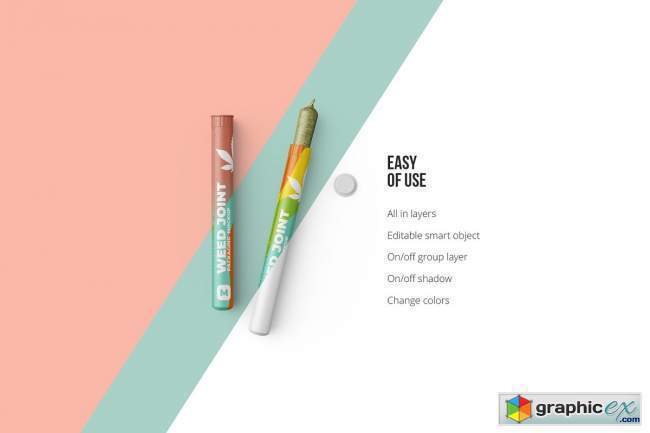 Weed Joint Pre-Roll Tubes Mockup