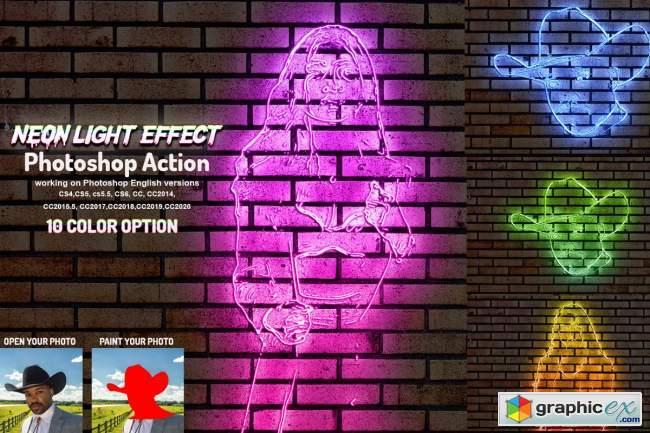 Neon Light Effect Photoshop Action 